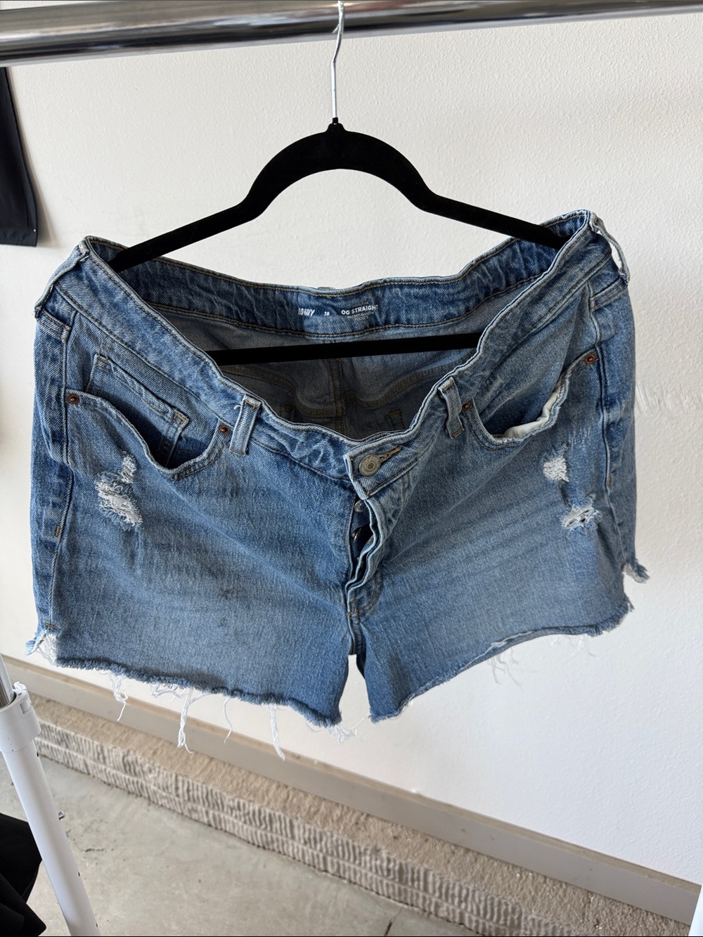 Old Navy Medium Blue Distressed Denim Cutoff Shorts